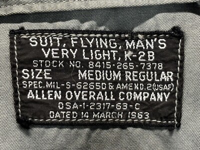 Vietnam Era K2B Flight Flying Man's Suit Very Light 1963 Medium