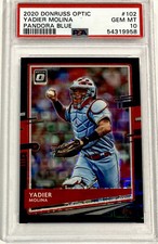2020 Donruss Optic #102 Yadier Molina PANDORA BLUE PRIZM /99 PSA 10 GEM MINT