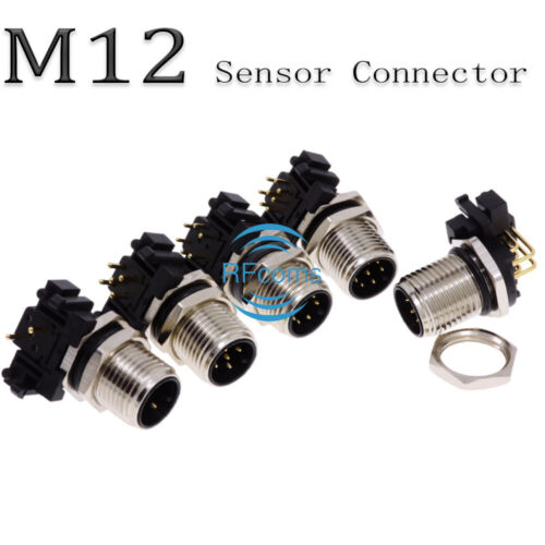 M12 Sensor Connector 3 4 5 6 8 Pin 12 Pins Panel Angled PCB Socket Connectors - Picture 2 of 16