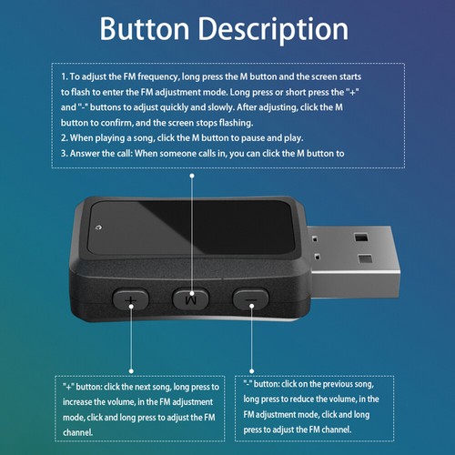 USB Bluetooth 5.3 Wireless Car FM Transmitter Aux Stereo Audio Adapter Receiver - Photo 7/18
