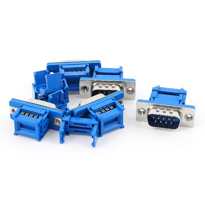 5pcs D-SUB DB9 9 Pin Male IDC Type Crimp Threaded Connector for Flat Cable