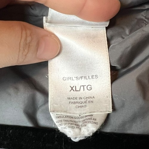 The North Face Girls XL Goose Down 550 Puffer Black Non-Removable Hoodie STAINED - Picture 9 of 10