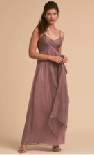 BHLDN Brigitte Long Maxi Dress Bridesmaid Women L Mauve Violet Formal Wedding