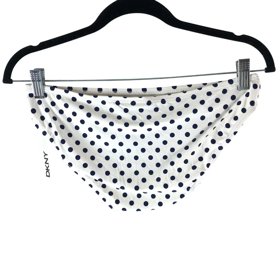 Parte inferior de bikini de natación DKNY hipster a lunares azul marino blanco M Foto 2 de 3