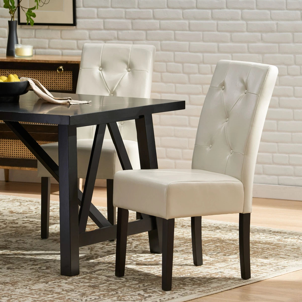 Ivory leather dining room chairs hot sale