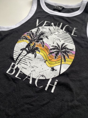 Art Class Girl's L Large 10/12 Tank Top Black Venice Beach High Neck New - Picture 2 of 3