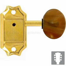 NEW Gotoh SD90-P5R Tuners Tuning Vintage Keys Set L3+R3 AMBER Buttons 3x3 - GOLD