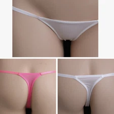 Ladies Lingerie Mini Underwear G-String Thong Briefs Transparent Ice Silk Soft