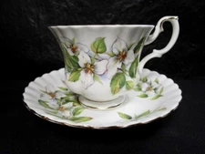 ROYAL ALBERT  -  WHITE TRILLIUM  -  CUP AND SAUCER   -    England