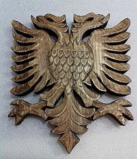 VINTAGE NEW WOOD CARVING HANDCRAFTED ALBANIAN,KOSOVA EAGLE-HANGING-CUTE