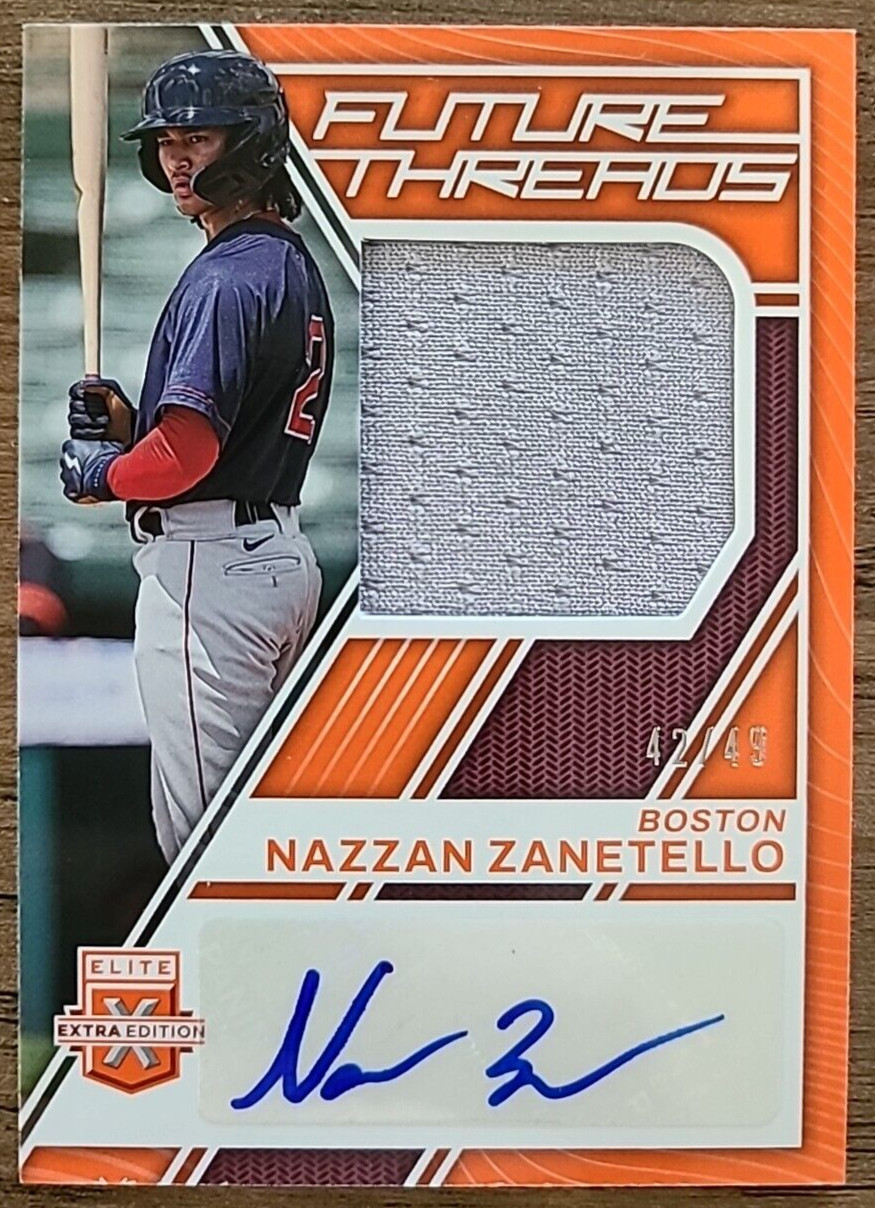 Nazzan Zanetello 2023 Elite Extra Edition Future Threads /49 Jersey Auto Red Sox
