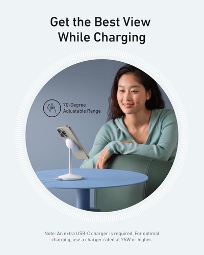 Anker MagGo Wireless Charger Stand iPhone 16 15W MagSafe Charging 360° Rotation - Picture 5 of 6
