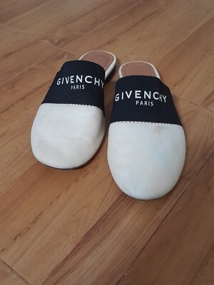 Givenchy Bedford White Leather Slip On Flat Mule Slipper EU.38 US.8