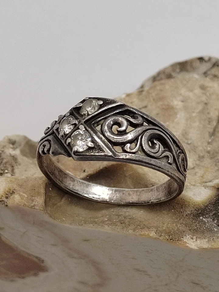 Wunderschöner Silberring 925 mit Edelsteinen GR.58, - Bild 2 von 4