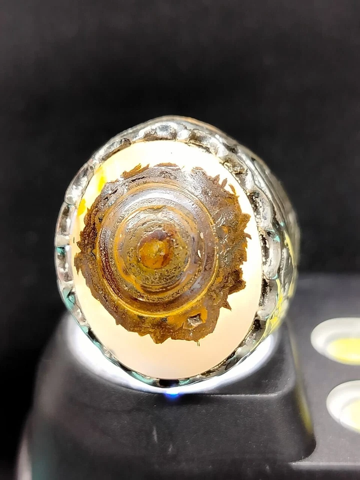 Handgefertigter Ring mit Wolfsauge Achat Sterling Silber 925 خاتم عقيق عين الديب - Bild 4 von 4