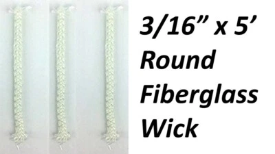 DAN'S DAUGHTERS' CONTAINERS 3/16” Round Fiberglass Wick 5' Kerosene Lamp Tiki Torch Bottle Oil Candle USA