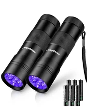 Flashlights uv Flashlight,12 395nm Ultraviolet 2 PCS Black Light Flashlight M...