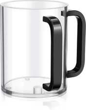 MAQUITA Judaica Hand Washing Cup with clear body and black handles, Black 