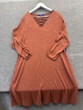 Apt 9 Swing Sweater Dress Womens XL Dark Mauve Criss Cross V Neck Ruched Sleeve