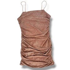 Shein Bae Womens Dress Sz L 8/10 Mauve Pink Glitter Bodycon NWOT Ruching D-4
