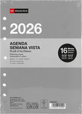 - Ricarica Agenda 2026 Anelli, 16 Mesi, Vista Settimanale Verticale, Formato A5