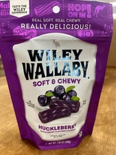 Wiley Wallaby Huckleberry Australian Style Soft Licorice Candy 7.05 OZ Bag