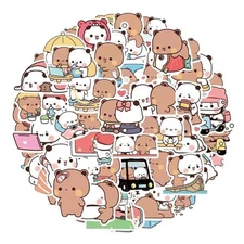BUBU&DUDU 50pcs Panda Sticker MITAO PANDA Stickers Cute Panda Couple Kawaii Bear