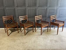 Set of 4 Vintage mid 20th century teak dining chairs for restoration / upcycle