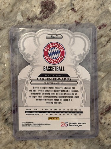 2024-25 Panini Crown Royale Airlines Euroleague Carsen Edwards - Picture 2 of 2
