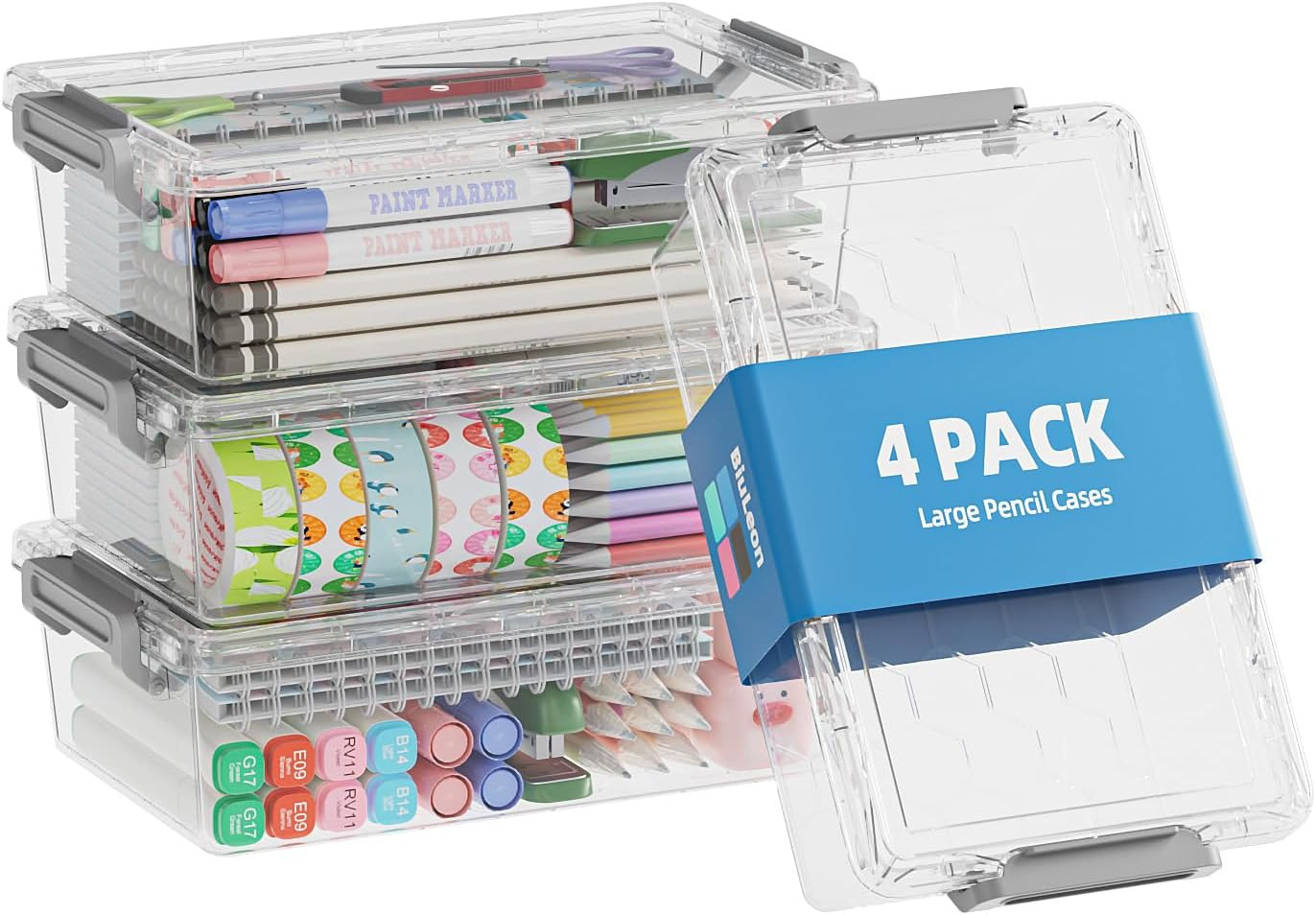 Box, Plastic Pencil Case Organizer, Clear Crayon Box M