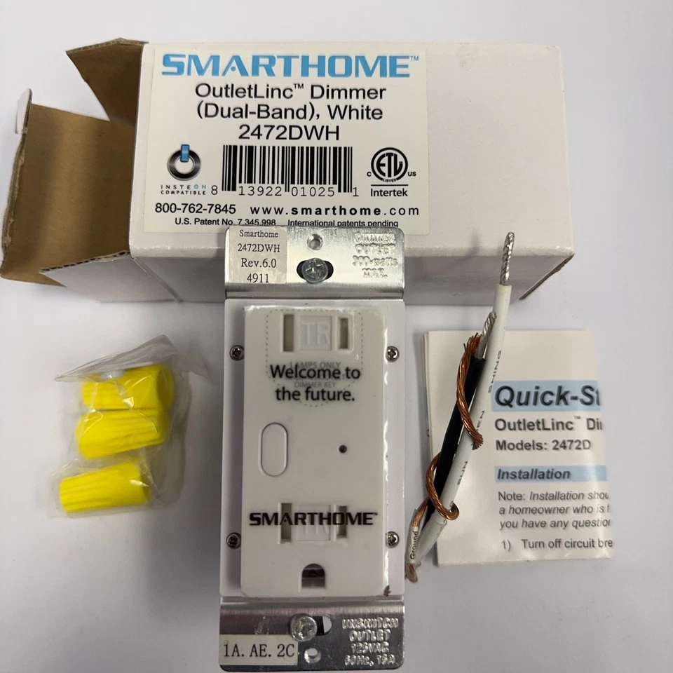 Smarthome Insteon OutletLinc Dimmer 2472DWH Dual-Band White New in Box - Image 2 of 3