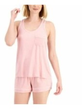 ALFANI Womens Pink Elastic Band Sleeveless Tank Top and Shorts Pajamas L
