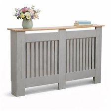 NEW! Large Grey Wooden Slatted Grill Radiator Cover MDF Cabinet