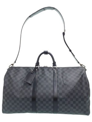 LOUIS VUITTON Damier Graphite Keepall Bandouliere 55 N41413 Canvas Duffle
