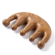 Meridian Massage Comb Wooden Green Sandalwood Five Teeth Rake Hair Tool