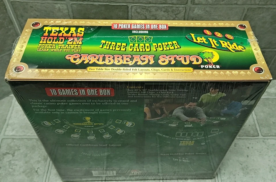NIB Texas Hold Em' Caribbean Stud Poker Home Casino Game Set 10 Poker Games - Image 3 of 3