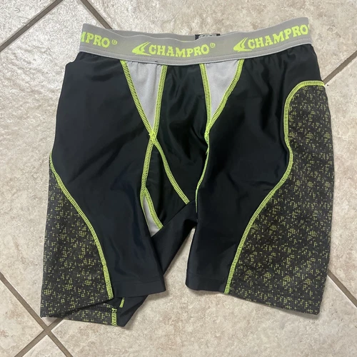 CHAMPRO Women’s Sliding Shorts - Size Medium - Black/Green/Gray - EUC