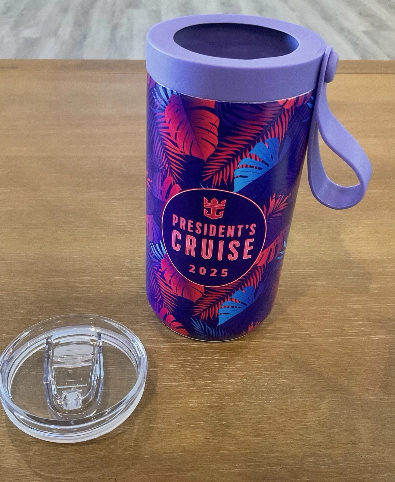 Royal Caribbean 2025 Presidents Cruise 4 in 1 Beverage Cooler 12 oz NEW Purple