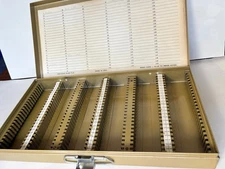 Vintage 35mm Slide Metal Storage Box • For 150 Slides - w/ index card - KENCO?
