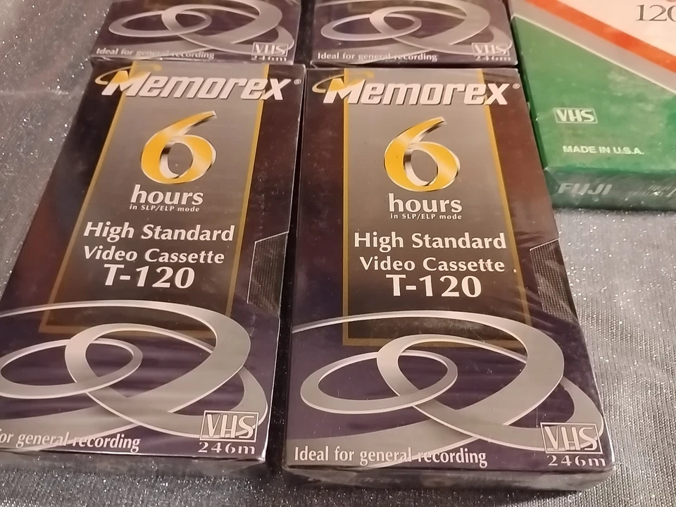 全新 -- 4+1-富士大量空白 VHS Memorex 高标准 120 苏格兰威士忌 T-120 - 6 小时 — 第 2/4 张图片