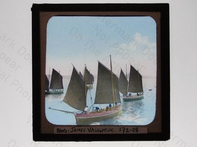 Fischerboote Flotte Segeln James Valentine Magic Lantern Slide um 1900