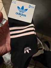 Adidas Crew Socks 3 Pair Size 5-10 Black Pink New