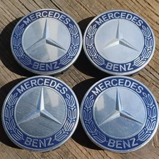🔥4Pack Fit Mercedes Benz Wheel Center Caps Emblem Logo Blue Rim Hub Cover Badge