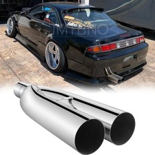Universal Dual Blast Pipes Exhaust Tip Pipe 2.5 Inlet 3.5 Out 19 Stainless