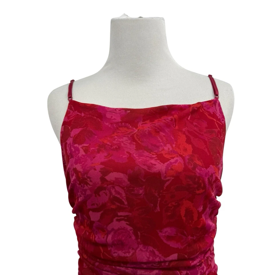 Vestido ajustado asimétrico floral rosa vintage Y2K talla M princesa de hadas midi Foto 4 de 4