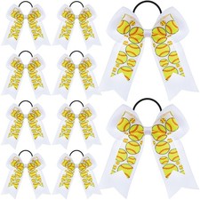 MTLEE 10 Pcs Softball Hair Bows Double Layers Cheer Hair Bows White Ribbon Acces