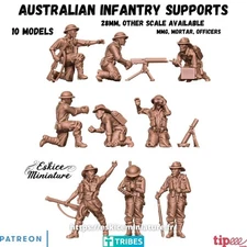 Eskice Miniature WW2 Australian Infantry Support MMG Mortar Officers Bolt Action