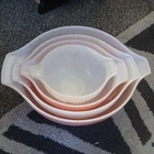 Vintage Pyrex Gooseberry Pink Cinderella Mixing Bowl Set 441 442 443 444