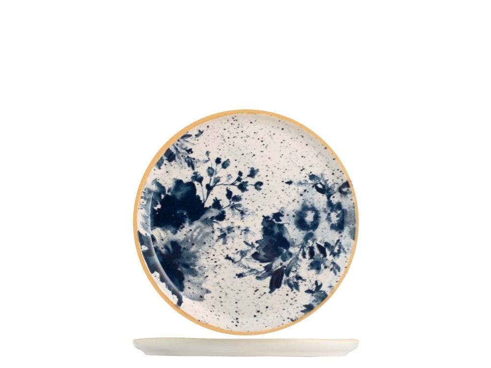Indigo Stoneware Plate 14 Cm, Beige And Blue, H&H
