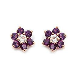 Boucles d'oreilles fleur améthyste cz 10mm pour illuminer vos tenues de bureau